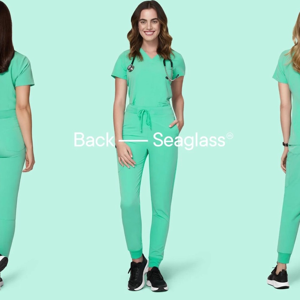 Mandala Seaglass Scrubs One Pocket Top and High Waisted Joggers